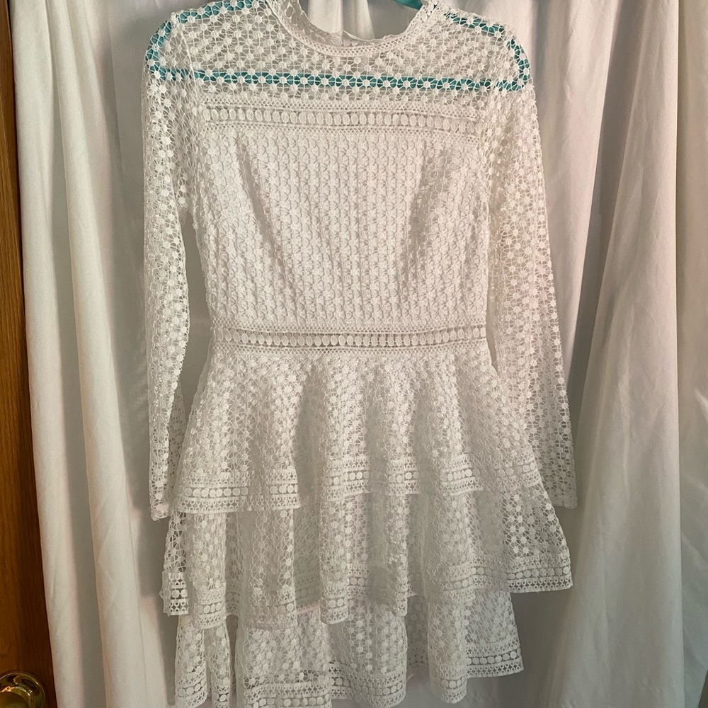 White Lace Long Sleeve Dress